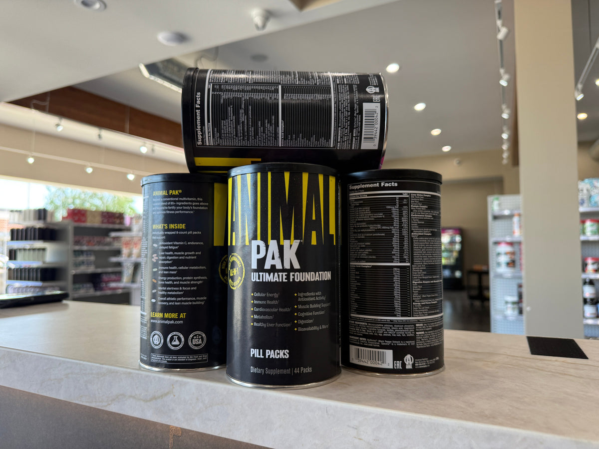 Animal Pak 44 Servings by Universal Nutrition, all 3 angles of a label visible