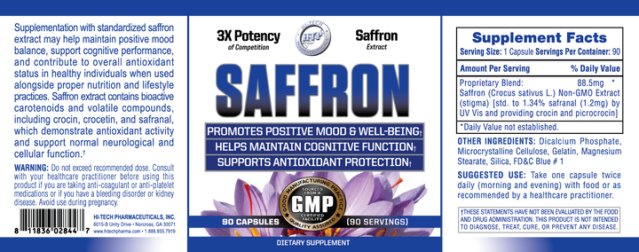 Hi-Tech Pharmaceuticals - Saffron - 90 Capsules