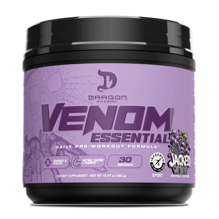 Dragon Pharma Venom Essential, Jacked Grape, 30 Servings