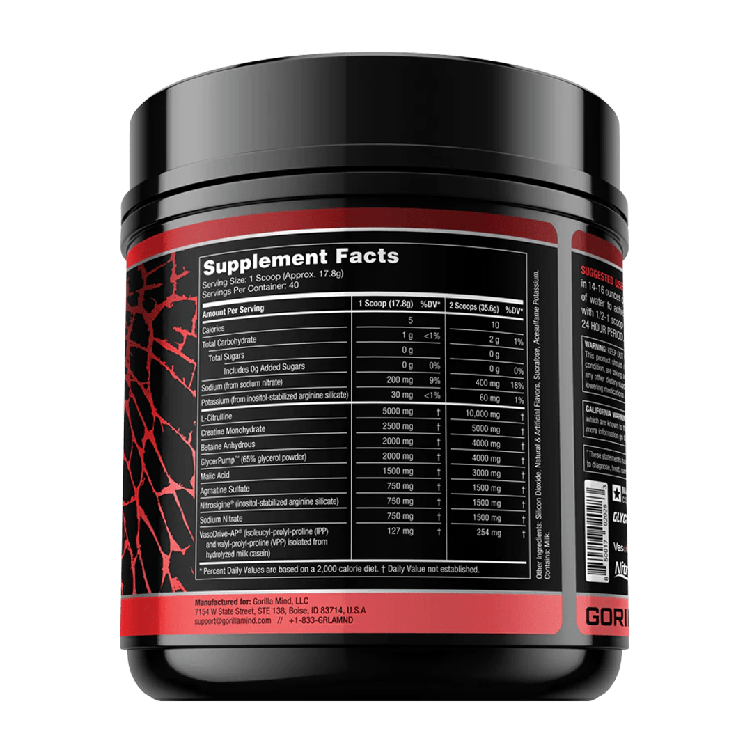 Gorilla Mind Gorilla Mode Nitric Stim-Free Pump Pre-Workout 32,478mg Gorilla Mind Gorilla Mode Nitric Stim-Free Pump Pre-Workout 32,478mg