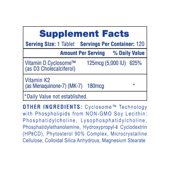 Hi-Tech Pharmaeuticals - Mega Vitamin D3+K2 - 120 Tablets