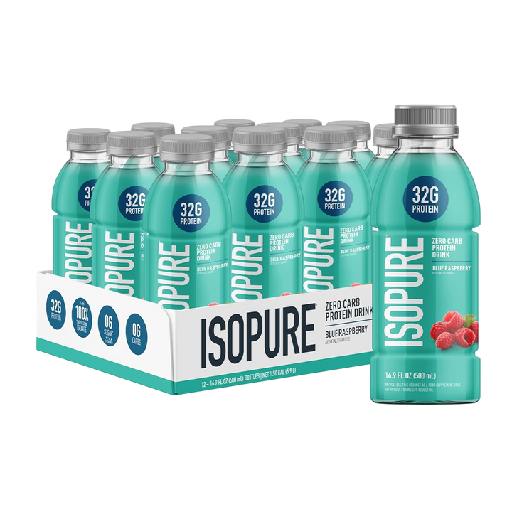 The Isopure Company -  Isopure Zero Carb Protein Drink 12-Pack (16.9 FL OZ Plastic Bottles) Blue Raspberry