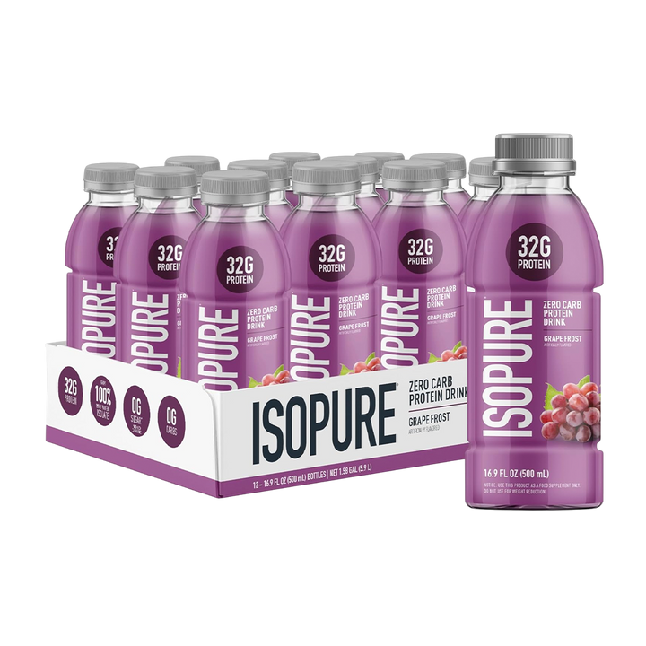 The Isopure Company -  Isopure Zero Carb Protein Drink 12-Pack (16.9 FL OZ Plastic Bottles) Grape Frost