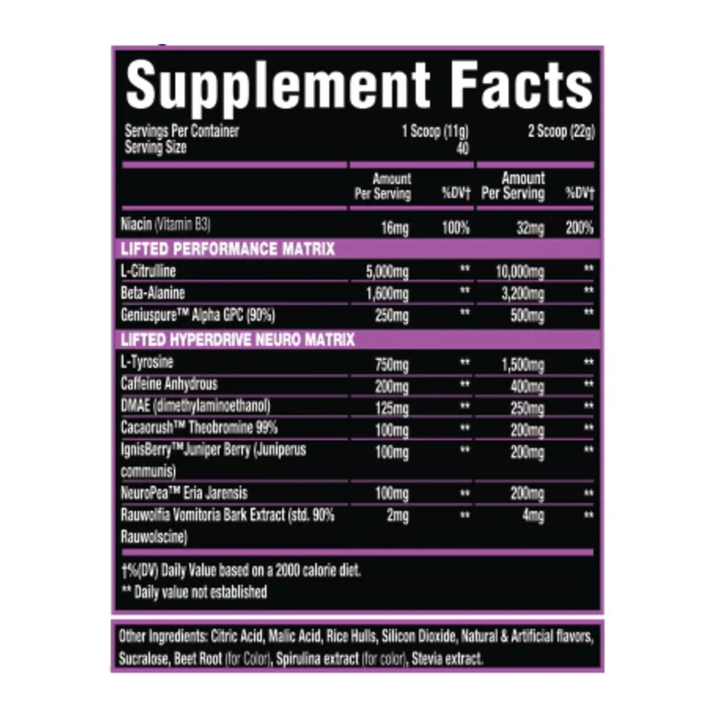 Lifted Sports Nutrition - PreWorkout