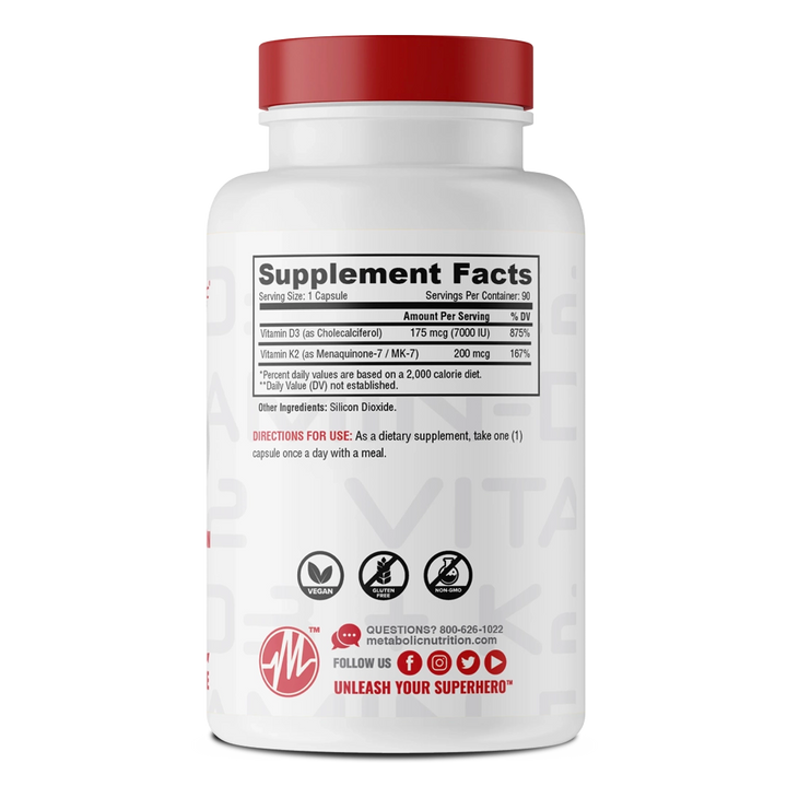 Metabolic Nutrition - Vitamin D3+K2 - 90 Capsules