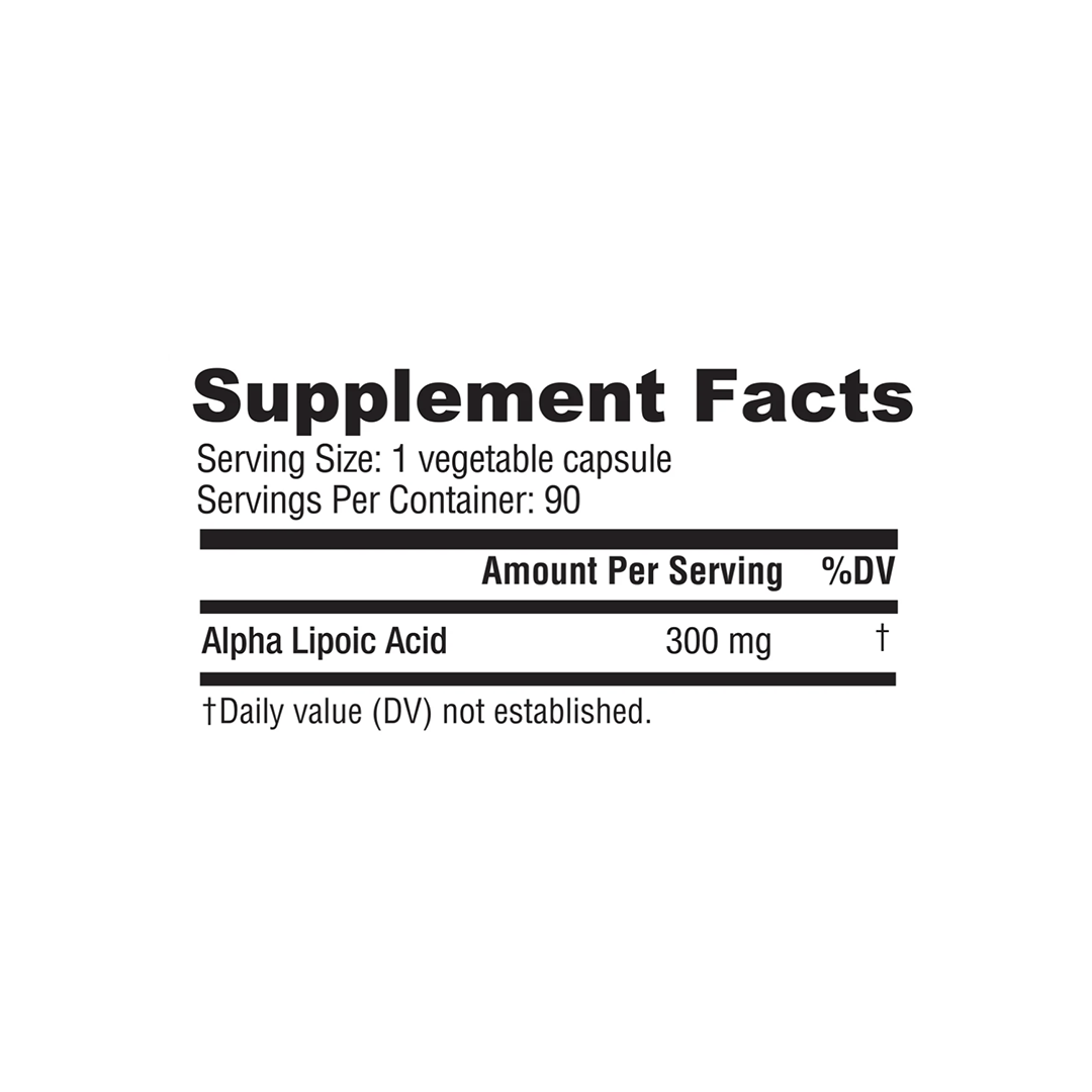 NutraBio - Alpha Lipoic Acid - ALA  - 90 Capsules