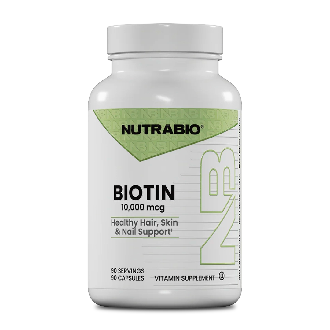 NutraBio - Biotin (10,000 mcg) - 90 Capsules
