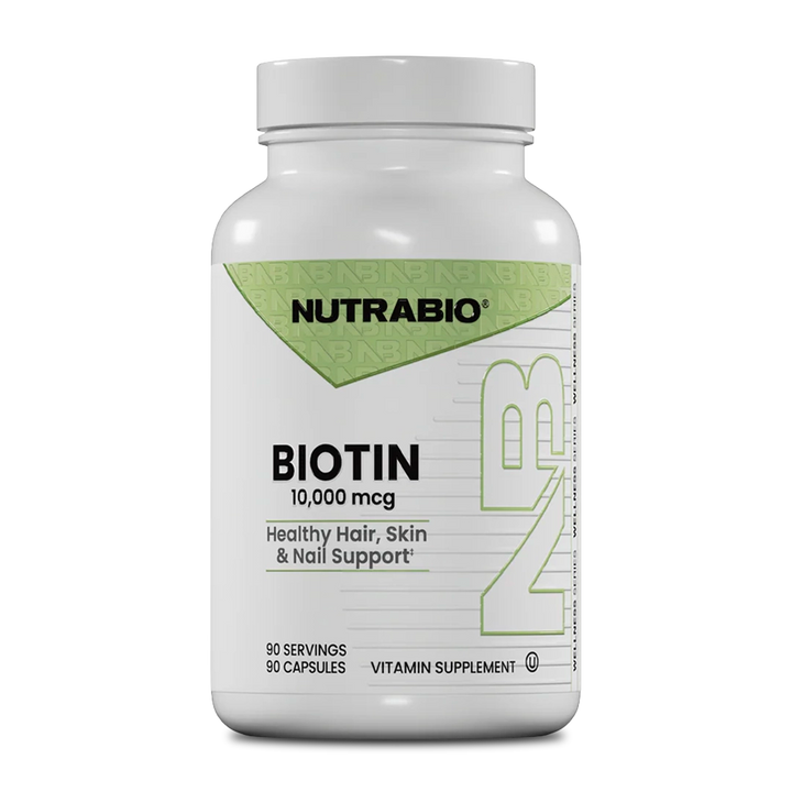 NutraBio - Biotin (10,000 mcg) - 90 Capsules