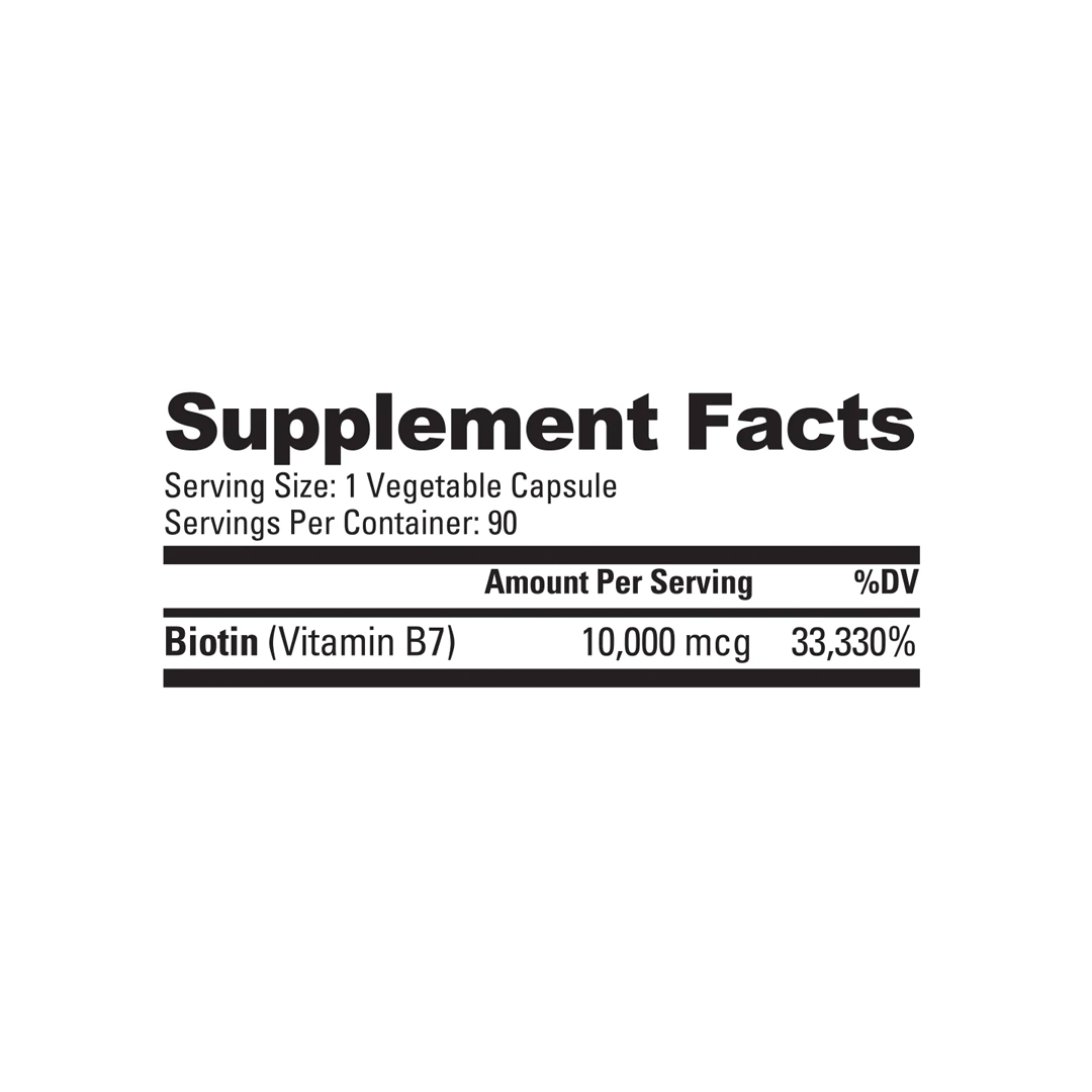 NutraBio - Biotin (10,000 mcg) - 90 Capsules