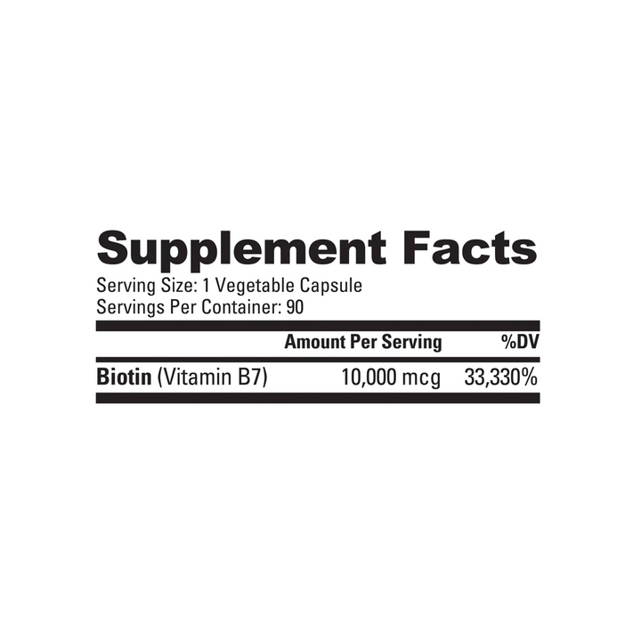 NutraBio - Biotin (10,000 mcg) - 90 Capsules