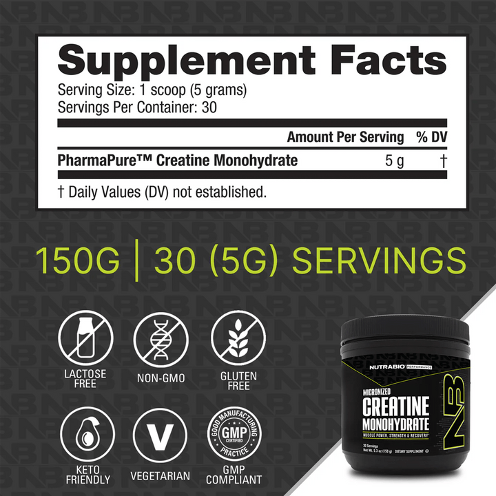NutraBio - Creatine Monohydrate Powder