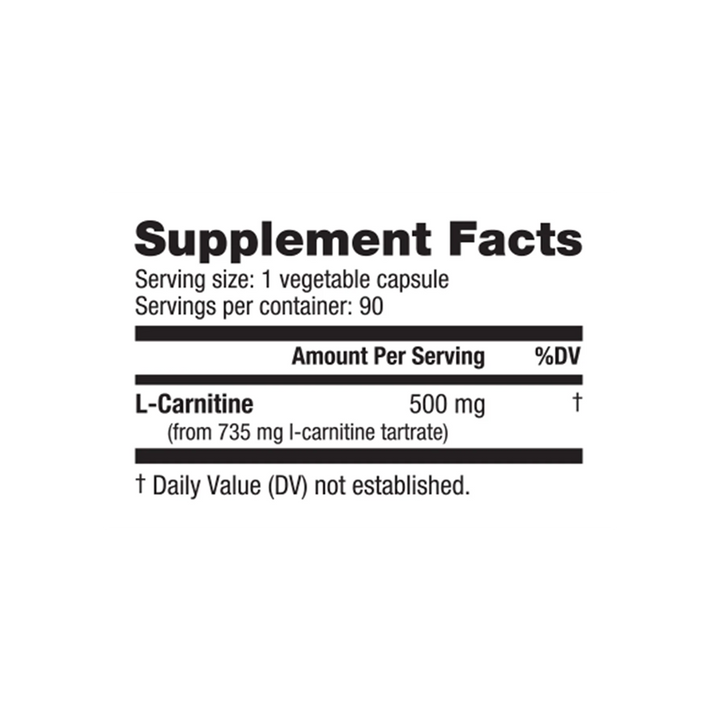 NutraBio - L-CARNITINE - 90 Capsules