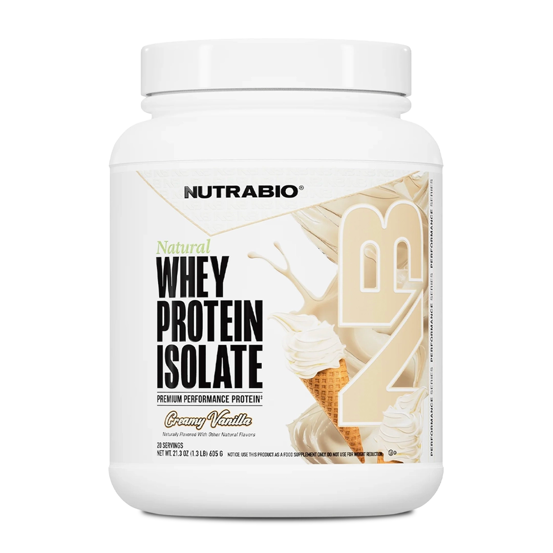 NutraBio Natural Whey Protein Isolate, Creamy Vanilla, 20 Servings