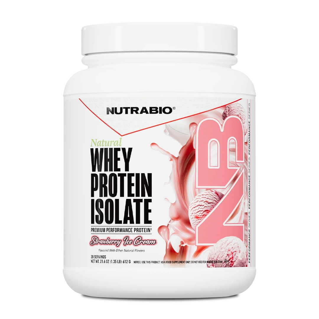 NutraBio Natural Whey Protein Isolate, Strawberry Ice Cream, 20 Servings