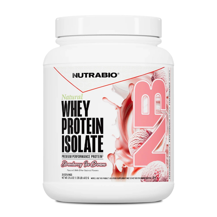 NutraBio Natural Whey Protein Isolate, Strawberry Ice Cream, 20 Servings