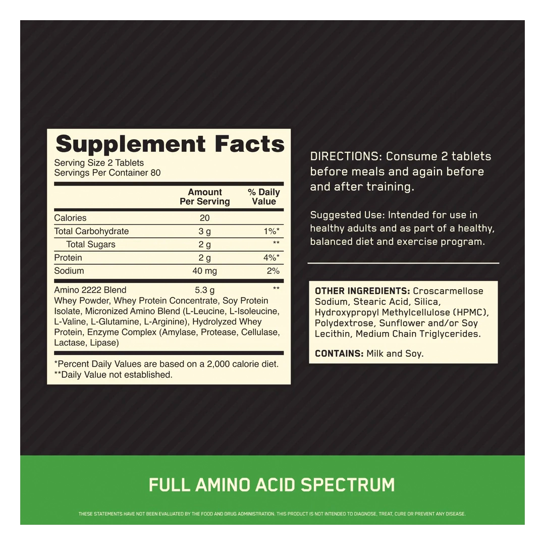 Optimum Nutrition - SUPERIOR AMINO 2222  320 Tablets