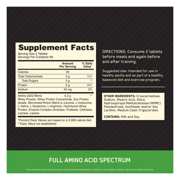 Optimum Nutrition - SUPERIOR AMINO 2222  320 Tablets
