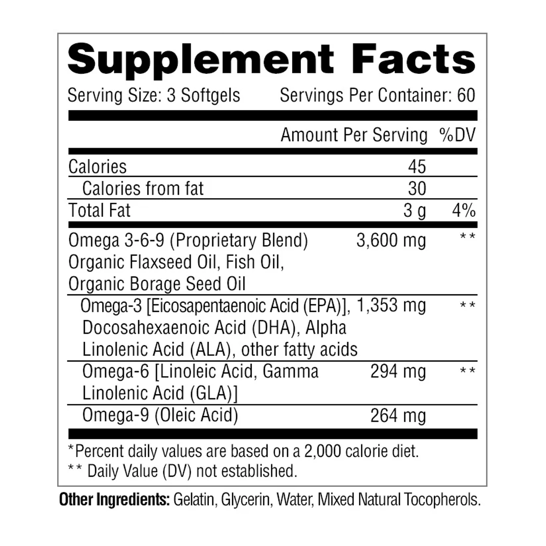 Metabolic Nutrition - OMEGA 369 - 180 Softgels