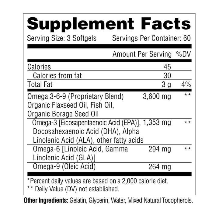 Metabolic Nutrition - OMEGA 369 - 180 Softgels