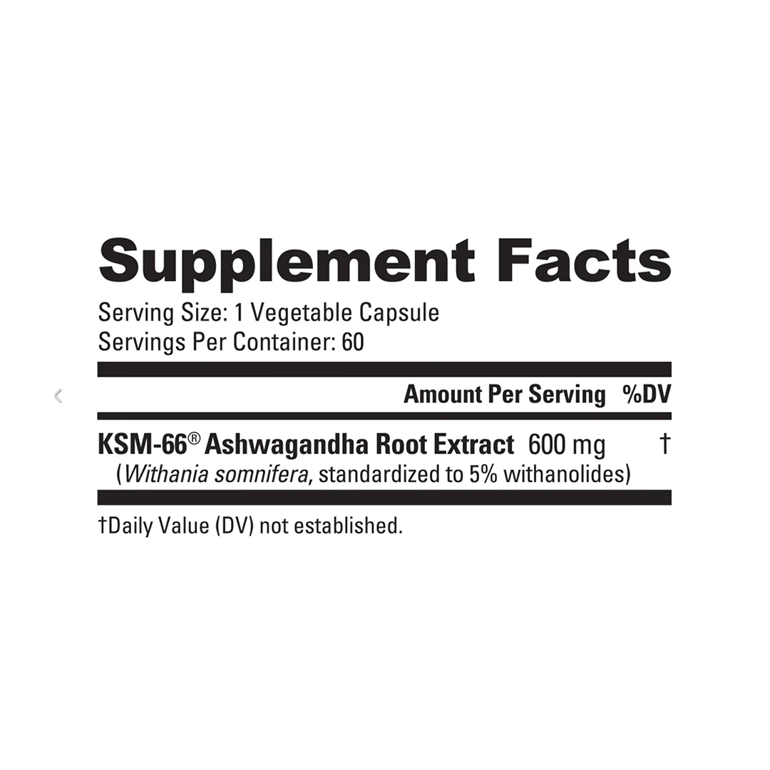 NutraBio - Ashwagandha KSM-66 - 60 Capsules