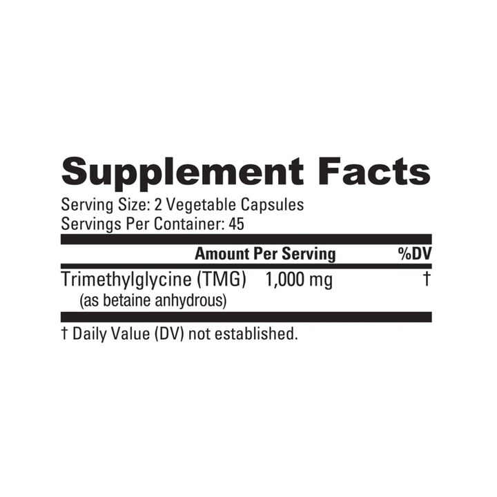 NutraBio - TMG (Betaine Anhydrous) - 90 Capsules