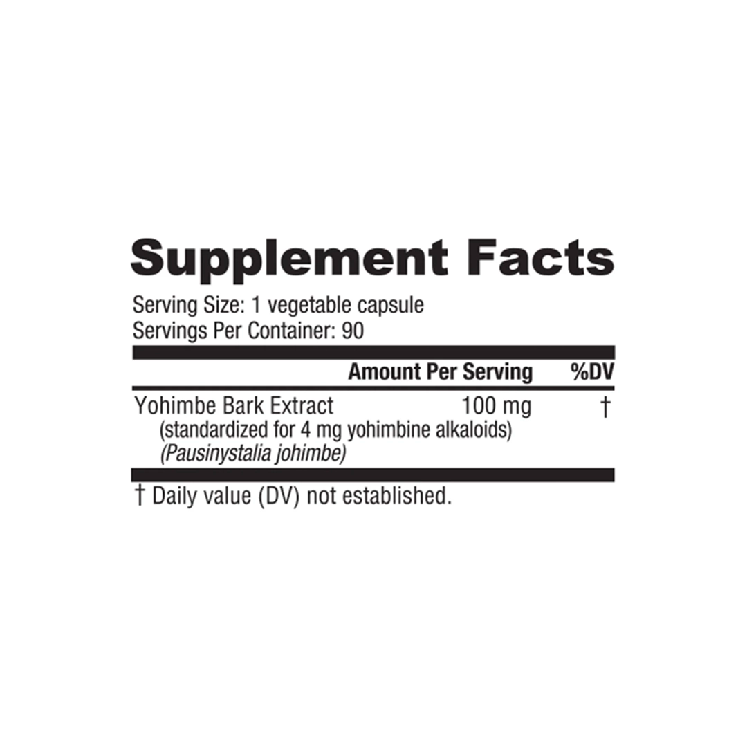 NutraBio - Yohimbe - 90 Capsules