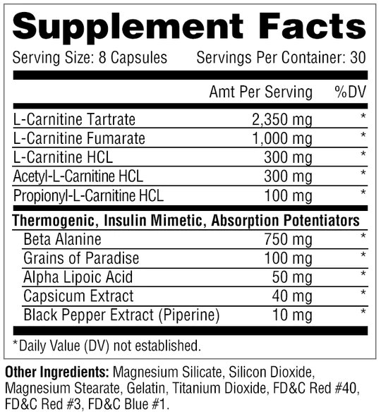 Metabolic Nutrition - CARNI10 - 240 Capsules