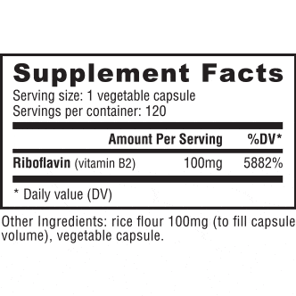 NutraBio Vitamin B-2 Riboflavin 120 Capsules