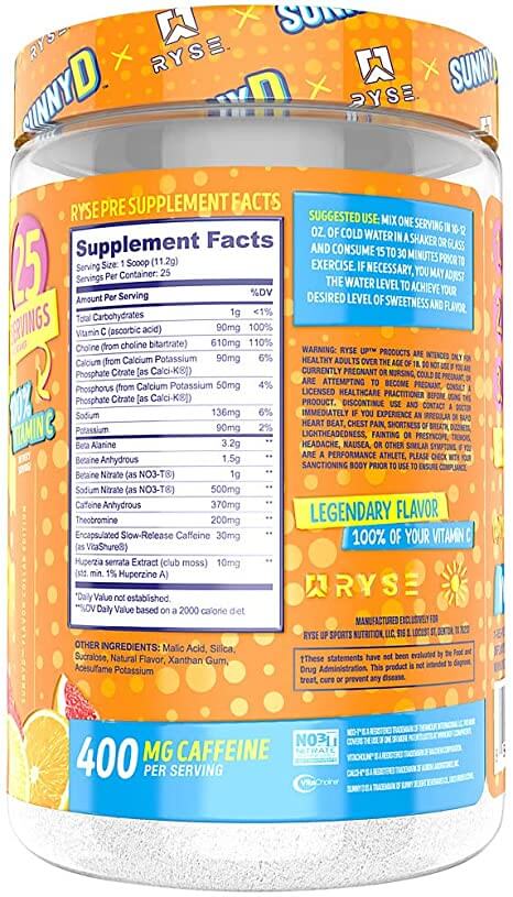 RYSE - PRE-WORKOUT - 25 Servings SunnyD