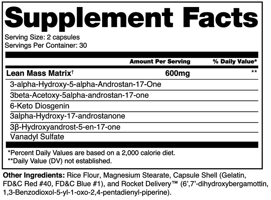 Alchemy Labs - NOTORIOUS LEAN MASS PH  - 60 Capsules Supplement Facts Panel