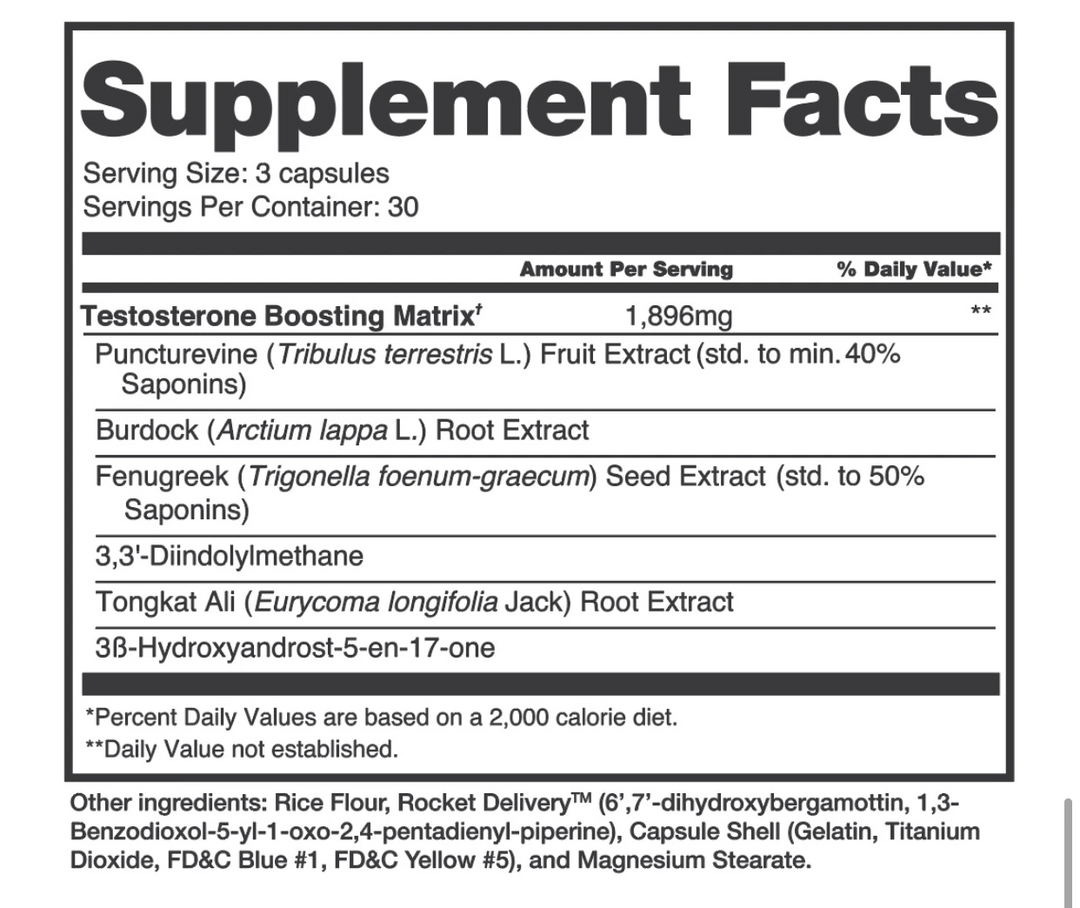 Alchemy Labs - TEST-FX - 90 Capsules Supplement Facts Panel