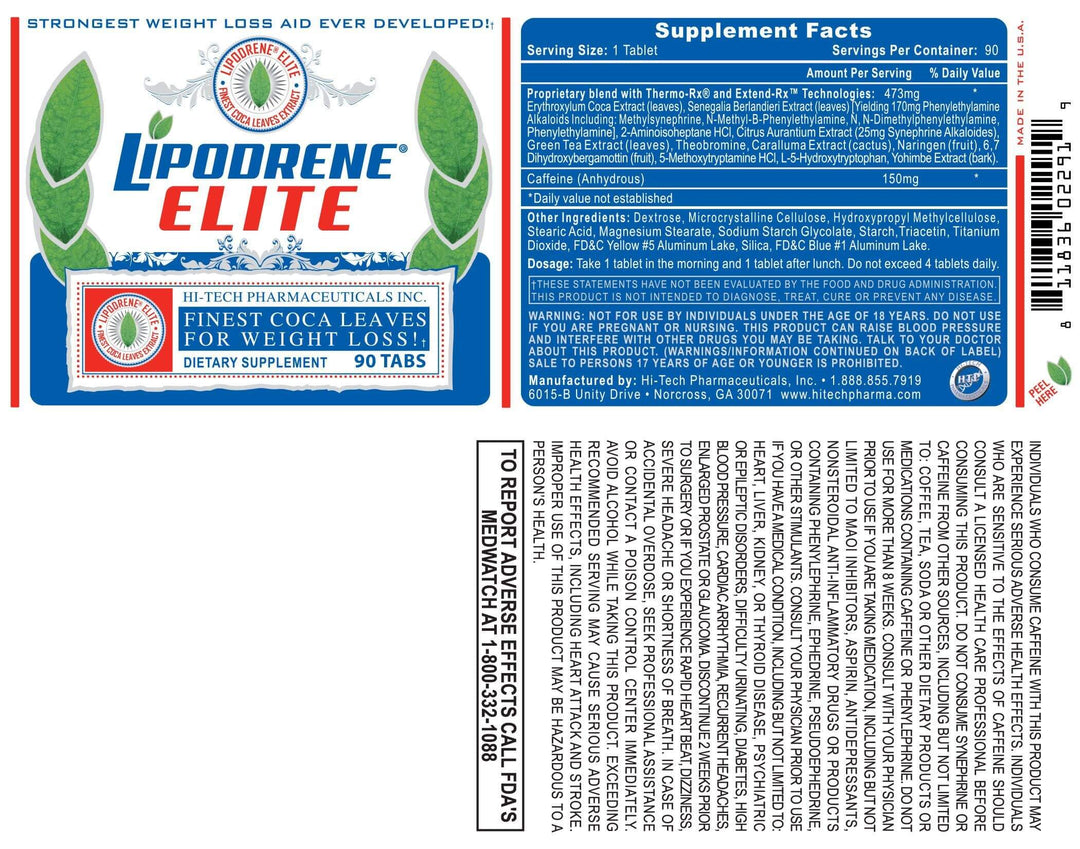 Hi-Tech Pharmaceuticals - LIPODRENE ELITE - 90 Tablets-