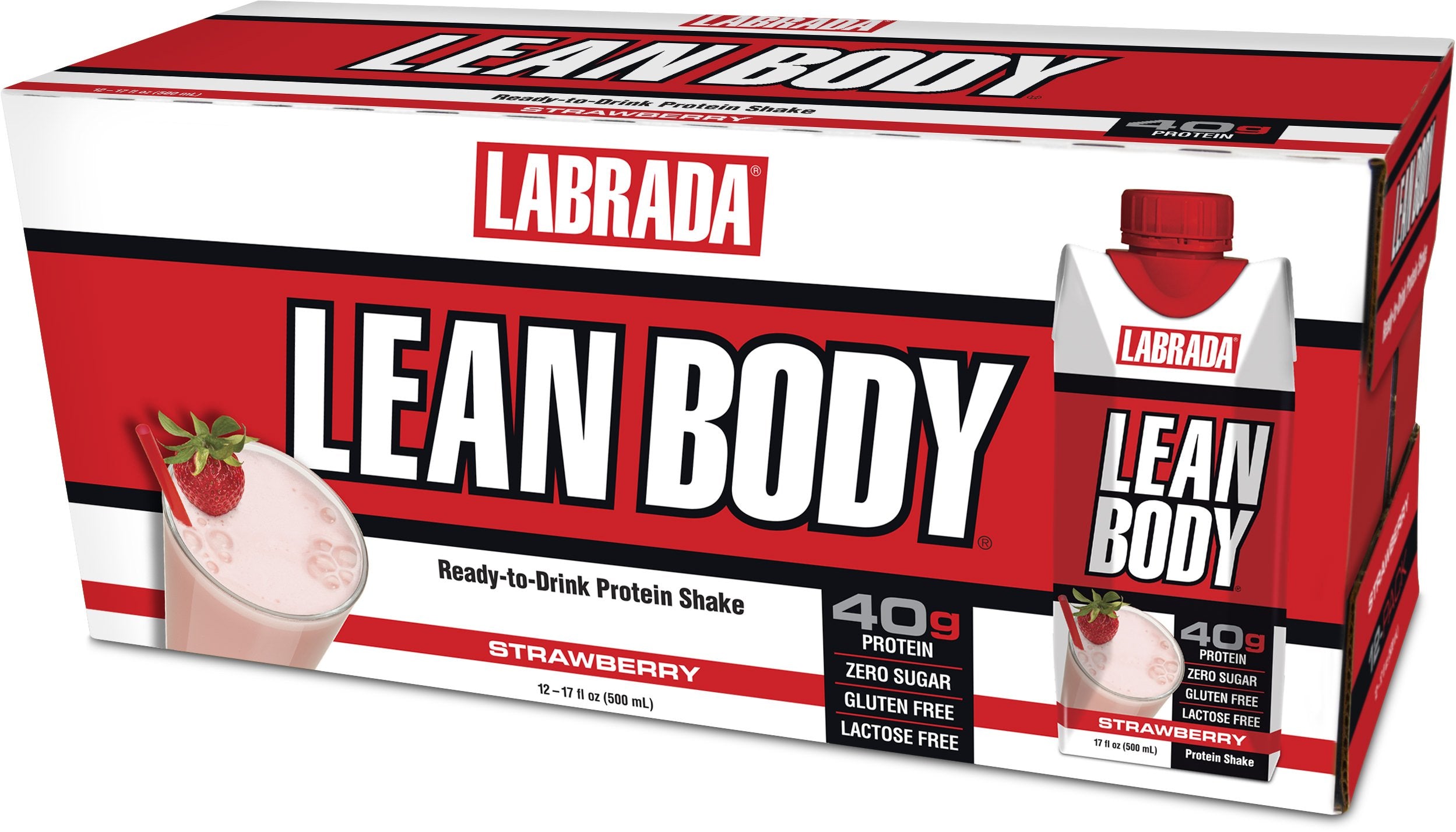 LaBrada - LEAN BODY Protein Shake-12-Pack (17 fl oz)-Strawberry-
