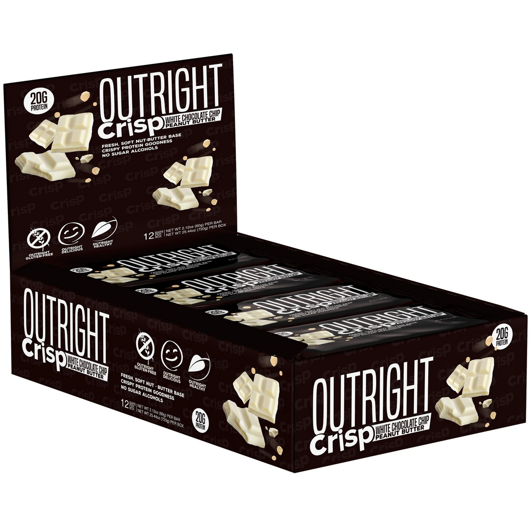 MTS Nutrition OUTRIGHT Crisp-60g Bar (12-Pack)-White Chocolate Chip Peanut Butter-