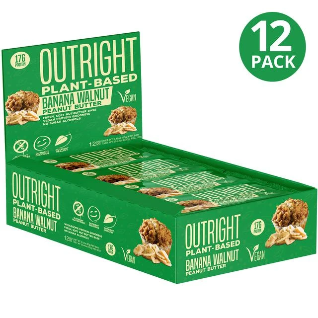 MTS Nutrition OUTRIGHT Plant-Based Protein Bar-60g Bar (12-Pack)-Banana Walnut Peanut Butter-