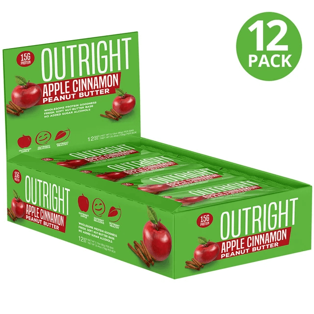MTS Nutrition OUTRIGHT Real Whole Food Protein Bar-60g (12-Pack)-Apple Cinnamon Peanut Butter-