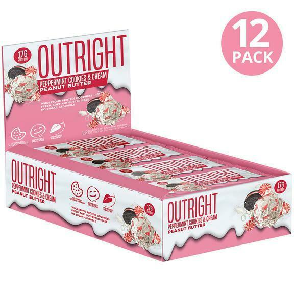 MTS Nutrition OUTRIGHT Real Whole Food Protein Bar-60g (12-Pack)-Peppermint Cookies & Cream Peanut Butter-