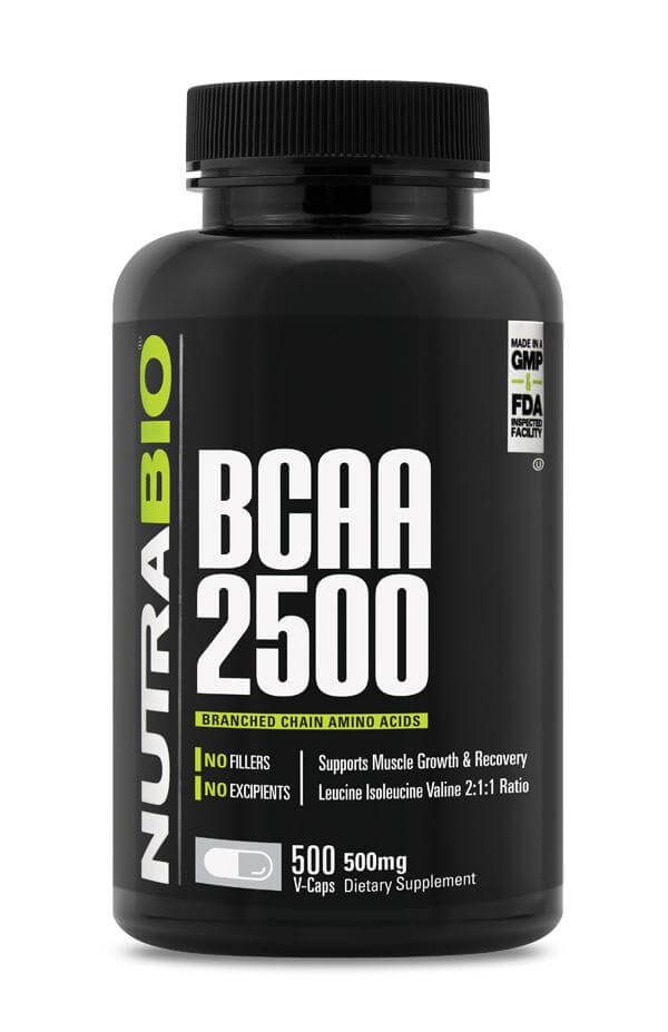 NutraBio BCAA 2500 500 Capsules-