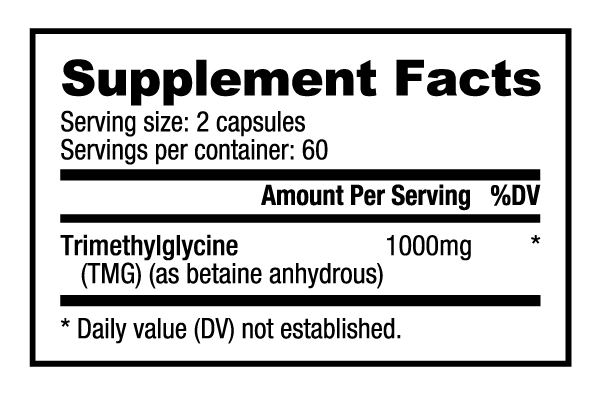 NutraBio TMG Betaine Anhydrous (500mg) 120 Vegetable Capsules-