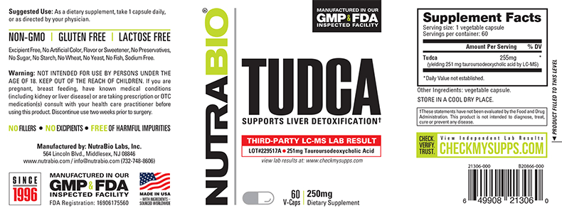 NutraBio - TUDCA - 60 Vegetable Capsules-