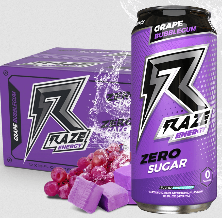REPP Sports - RAZE Energy Drink-12-Pack-Grape Bubblegum-