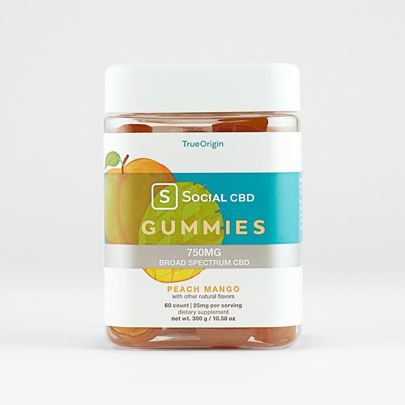 Social CBD BROAD SPECTRUM GUMMIES-30 Servings (25mg CBD)-Peach Mango-