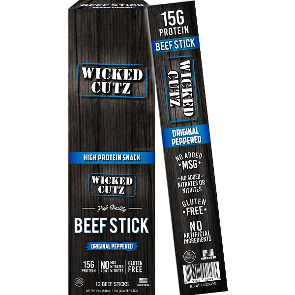 Wicked Cutz - BEEF STICKS 12-Pack-Original Peppered-