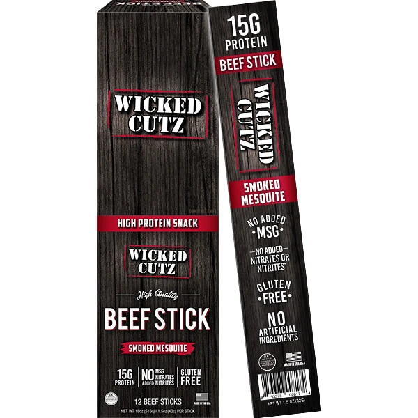 Wicked Cutz - BEEF STICKS 12-Pack-Smoked Mesquite-